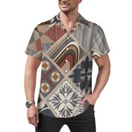 AILLOSA Hawaii Çiçek Baskılı 3D Desen Kısa Kollu YH-246 Erkek Gömlek