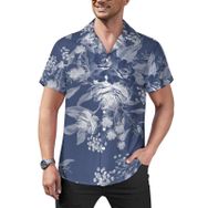 AILLOSA Hawaii Çiçek Baskılı 3D Desen Kısa Kollu YH-251 Erkek Gömlek
