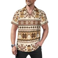 AILLOSA Hawaii Çiçek Baskılı 3D Desen Kısa Kollu YH-254 Erkek Gömlek