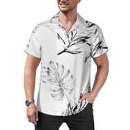 AILLOSA Hawaii Çiçek Baskılı 3D Desen Kısa Kollu YH-257 Erkek Gömlek