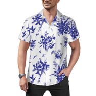 AILLOSA Hawaii Çiçek Baskılı 3D Desen Kısa Kollu YH-258 Erkek Gömlek