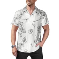 AILLOSA Hawaii Çiçek Baskılı 3D Desen Kısa Kollu YH-259 Erkek Gömlek