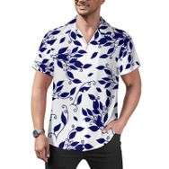 AILLOSA Hawaii Çiçek Baskılı 3D Desen Kısa Kollu YH-26 Erkek Gömlek