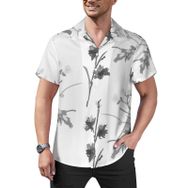 AILLOSA Hawaii Çiçek Baskılı 3D Desen Kısa Kollu YH-260 Erkek Gömlek