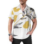AILLOSA Hawaii Çiçek Baskılı 3D Desen Kısa Kollu YH-266 Erkek Gömlek