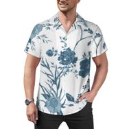 AILLOSA Hawaii Çiçek Baskılı 3D Desen Kısa Kollu YH-269 Erkek Gömlek