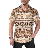 AILLOSA Hawaii Çiçek Baskılı 3D Desen Kısa Kollu YH-270 Erkek Gömlek