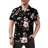 AILLOSA Hawaii Çiçek Baskılı 3D Desen Kısa Kollu YH-272 Erkek Gömlek