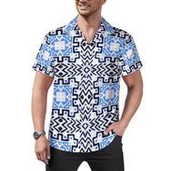 AILLOSA Hawaii Çiçek Baskılı 3D Desen Kısa Kollu YH-274 Erkek Gömlek