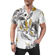 AILLOSA Hawaii Çiçek Baskılı 3D Desen Kısa Kollu YH-278 Erkek Gömlek