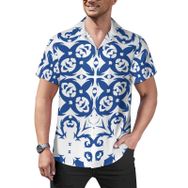 AILLOSA Hawaii Çiçek Baskılı 3D Desen Kısa Kollu YH-280 Erkek Gömlek