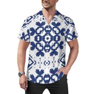 AILLOSA Hawaii Çiçek Baskılı 3D Desen Kısa Kollu YH-283 Erkek Gömlek