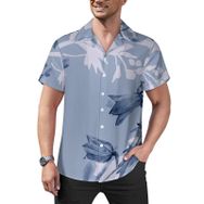 AILLOSA Hawaii Çiçek Baskılı 3D Desen Kısa Kollu YH-285 Erkek Gömlek