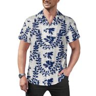 AILLOSA Hawaii Çiçek Baskılı 3D Desen Kısa Kollu YH-289 Erkek Gömlek