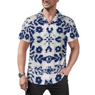 AILLOSA Hawaii Çiçek Baskılı 3D Desen Kısa Kollu YH-290 Erkek Gömlek