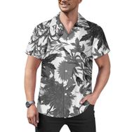 AILLOSA Hawaii Çiçek Baskılı 3D Desen Kısa Kollu YH-295 Erkek Gömlek