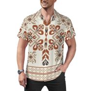 AILLOSA Hawaii Çiçek Baskılı 3D Desen Kısa Kollu YH-299 Erkek Gömlek