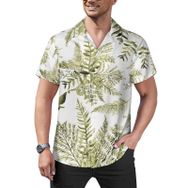 AILLOSA Hawaii Çiçek Baskılı 3D Desen Kısa Kollu YH-300 Erkek Gömlek