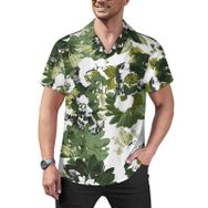 AILLOSA Hawaii Çiçek Baskılı 3D Desen Kısa Kollu YH-303 Erkek Gömlek