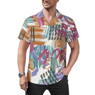 AILLOSA Hawaii Çiçek Baskılı 3D Desen Kısa Kollu YH-305 Erkek Gömlek