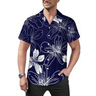 AILLOSA Hawaii Çiçek Baskılı 3D Desen Kısa Kollu YH-308 Erkek Gömlek