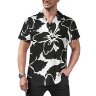 AILLOSA Hawaii Çiçek Baskılı 3D Desen Kısa Kollu YH-310 Erkek Gömlek