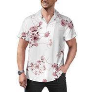 AILLOSA Hawaii Çiçek Baskılı 3D Desen Kısa Kollu YH-312 Erkek Gömlek