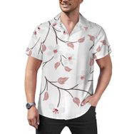 AILLOSA Hawaii Çiçek Baskılı 3D Desen Kısa Kollu YH-313 Erkek Gömlek