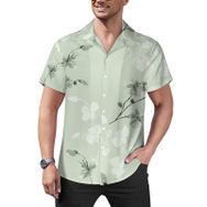 AILLOSA Hawaii Çiçek Baskılı 3D Desen Kısa Kollu YH-314 Erkek Gömlek