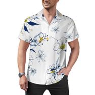 AILLOSA Hawaii Çiçek Baskılı 3D Desen Kısa Kollu YH-315 Erkek Gömlek