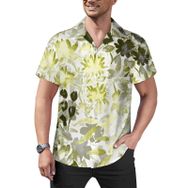 AILLOSA Hawaii Çiçek Baskılı 3D Desen Kısa Kollu YH-316 Erkek Gömlek