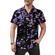 AILLOSA Hawaii Çiçek Baskılı 3D Desen Kısa Kollu YH-317 Erkek Gömlek