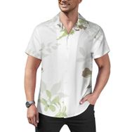 AILLOSA Hawaii Çiçek Baskılı 3D Desen Kısa Kollu YH-318 Erkek Gömlek