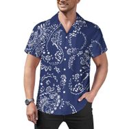 AILLOSA Hawaii Çiçek Baskılı 3D Desen Kısa Kollu YH-319 Erkek Gömlek