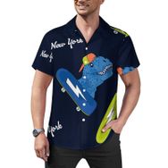 AILLOSA Hawaii Çiçek Baskılı 3D Desen Kısa Kollu YH-321 Erkek Gömlek