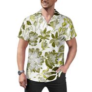 AILLOSA Hawaii Çiçek Baskılı 3D Desen Kısa Kollu YH-322 Erkek Gömlek