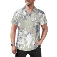 AILLOSA Hawaii Çiçek Baskılı 3D Desen Kısa Kollu YH-326 Erkek Gömlek