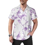 AILLOSA Hawaii Çiçek Baskılı 3D Desen Kısa Kollu YH-329 Erkek Gömlek