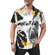 AILLOSA Hawaii Çiçek Baskılı 3D Desen Kısa Kollu YH-330 Erkek Gömlek
