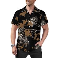 AILLOSA Hawaii Çiçek Baskılı 3D Desen Kısa Kollu YH-331 Erkek Gömlek