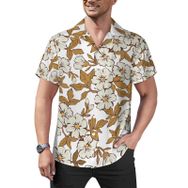 AILLOSA Hawaii Çiçek Baskılı 3D Desen Kısa Kollu YH-332 Erkek Gömlek