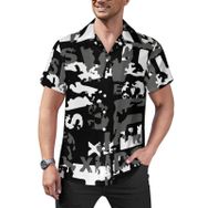 AILLOSA Hawaii Çiçek Baskılı 3D Desen Kısa Kollu YH-333 Erkek Gömlek