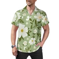 AILLOSA Hawaii Çiçek Baskılı 3D Desen Kısa Kollu YH-335 Erkek Gömlek
