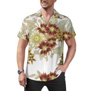 AILLOSA Hawaii Çiçek Baskılı 3D Desen Kısa Kollu YH-336 Erkek Gömlek