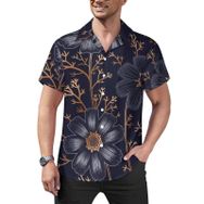 AILLOSA Hawaii Çiçek Baskılı 3D Desen Kısa Kollu YH-337 Erkek Gömlek