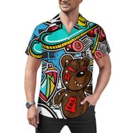 AILLOSA Hawaii Çiçek Baskılı 3D Desen Kısa Kollu YH-339 Erkek Gömlek