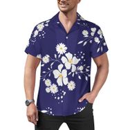 AILLOSA Hawaii Çiçek Baskılı 3D Desen Kısa Kollu YH-341 Erkek Gömlek
