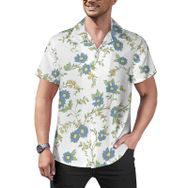 AILLOSA Hawaii Çiçek Baskılı 3D Desen Kısa Kollu YH-342 Erkek Gömlek
