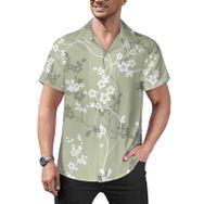AILLOSA Hawaii Çiçek Baskılı 3D Desen Kısa Kollu YH-343 Erkek Gömlek