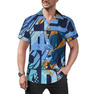 AILLOSA Hawaii Çiçek Baskılı 3D Desen Kısa Kollu YH-347 Erkek Gömlek